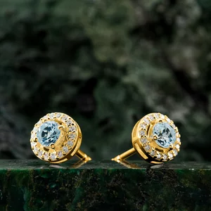 Cercei din argint Golden Starlit Blue Topaz