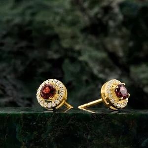 Cercei din argint Golden Starlit Garnet