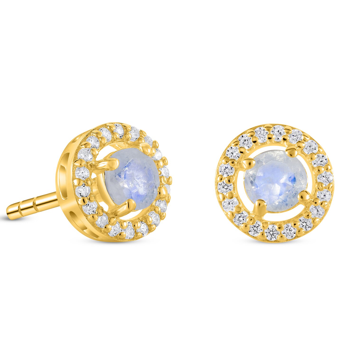 Cercei din argint Golden Starlit Moonstone