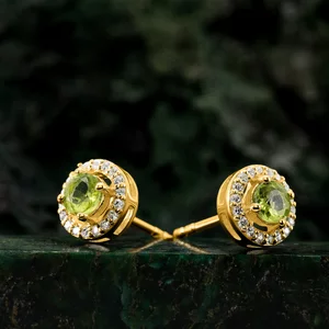 Cercei din argint Golden Starlit Peridot