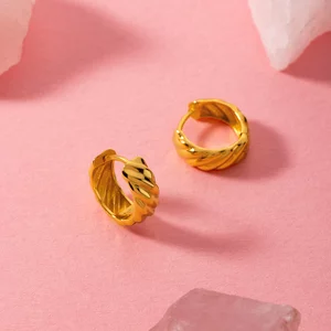 Cercei din argint Golden Swirl Hoops