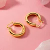 Cercei din argint Golden Thick Hoops picture - 2