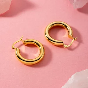 Cercei din argint Golden Thick Hoops