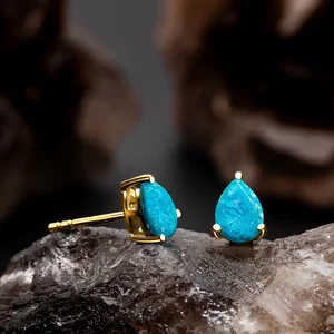 Cercei din argint Golden Turquoise Drop