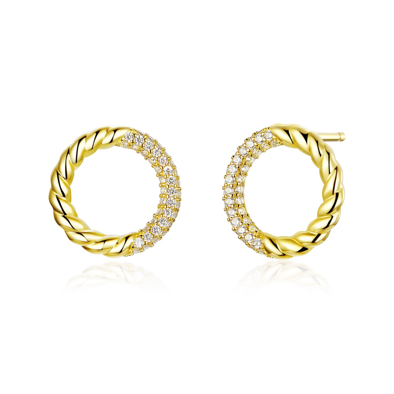 Cercei din argint golden twist circles