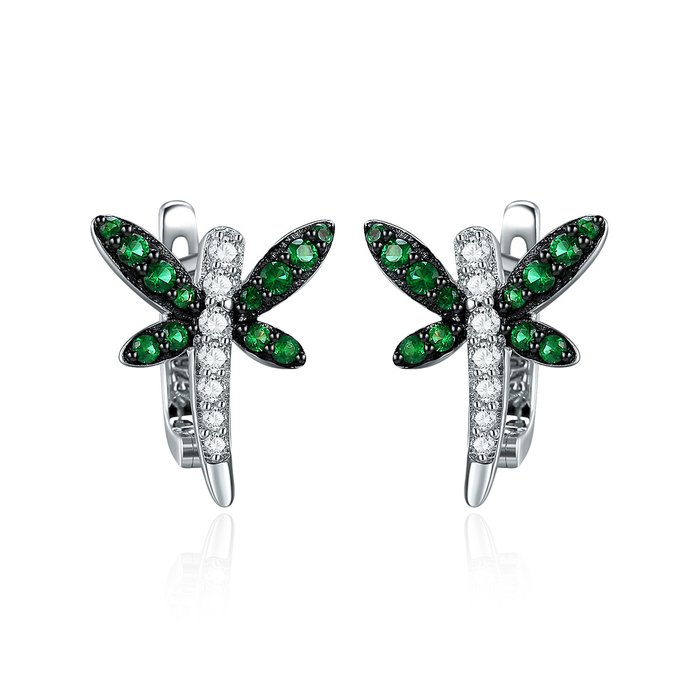 Cercei din argint green dragonfly