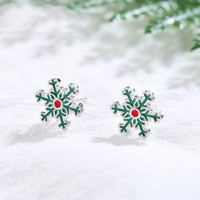 Cercei din argint green snowflake