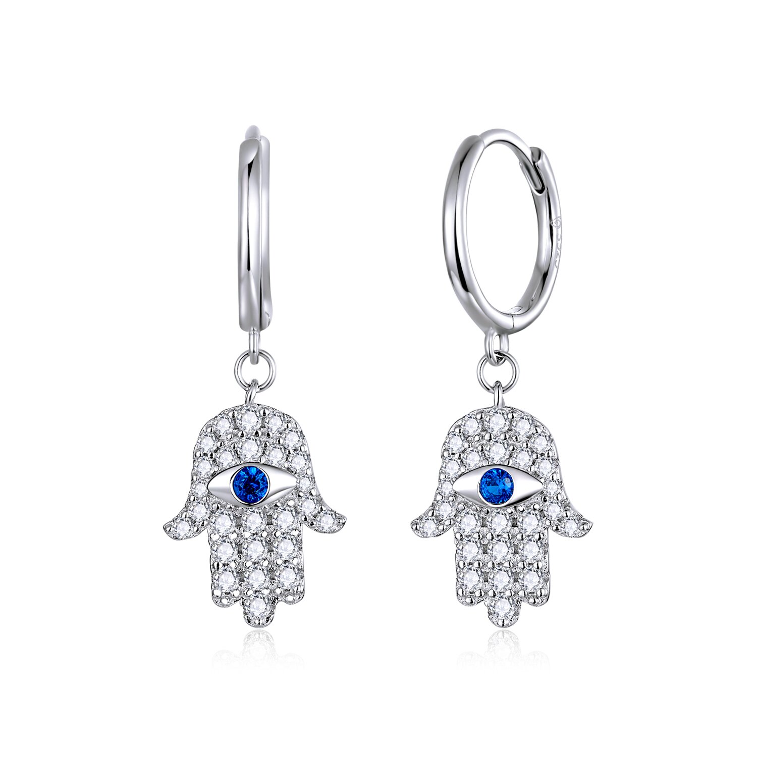 Cercei din argint hamsa hoops