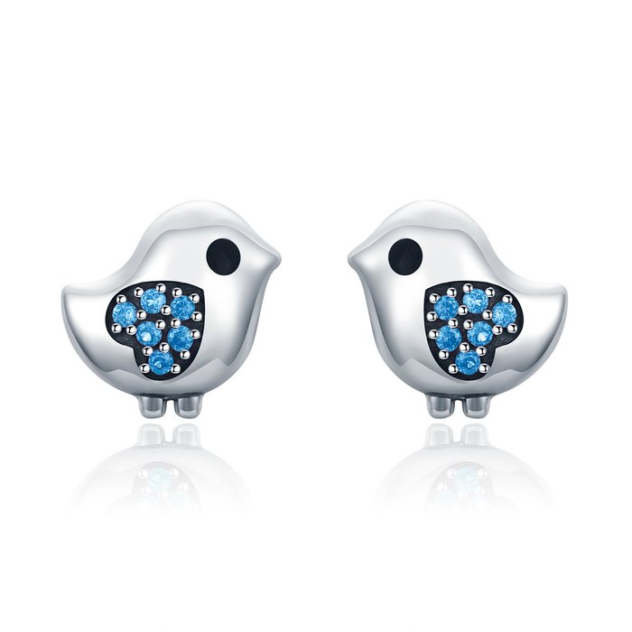Cercei din argint little birds blue