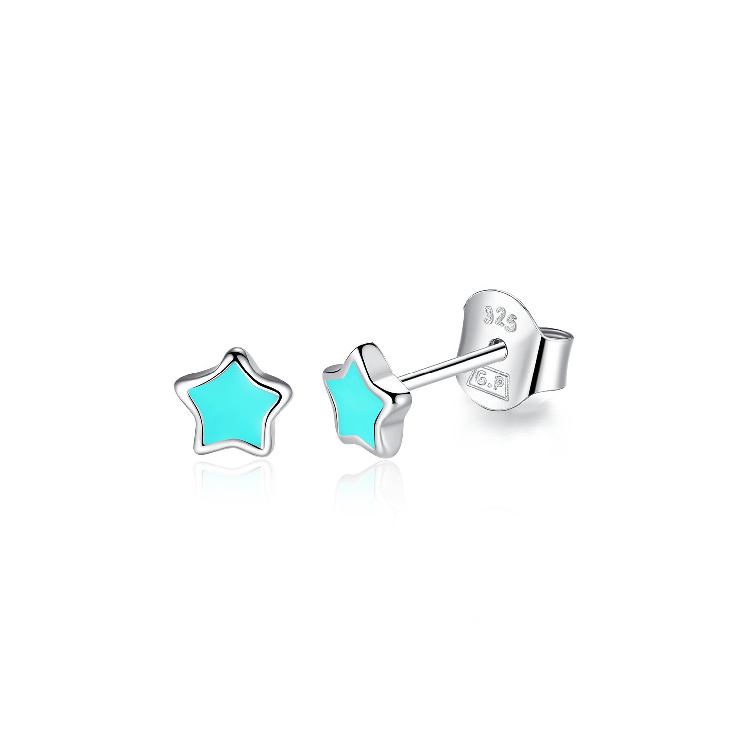 Cercei din argint little blue email star