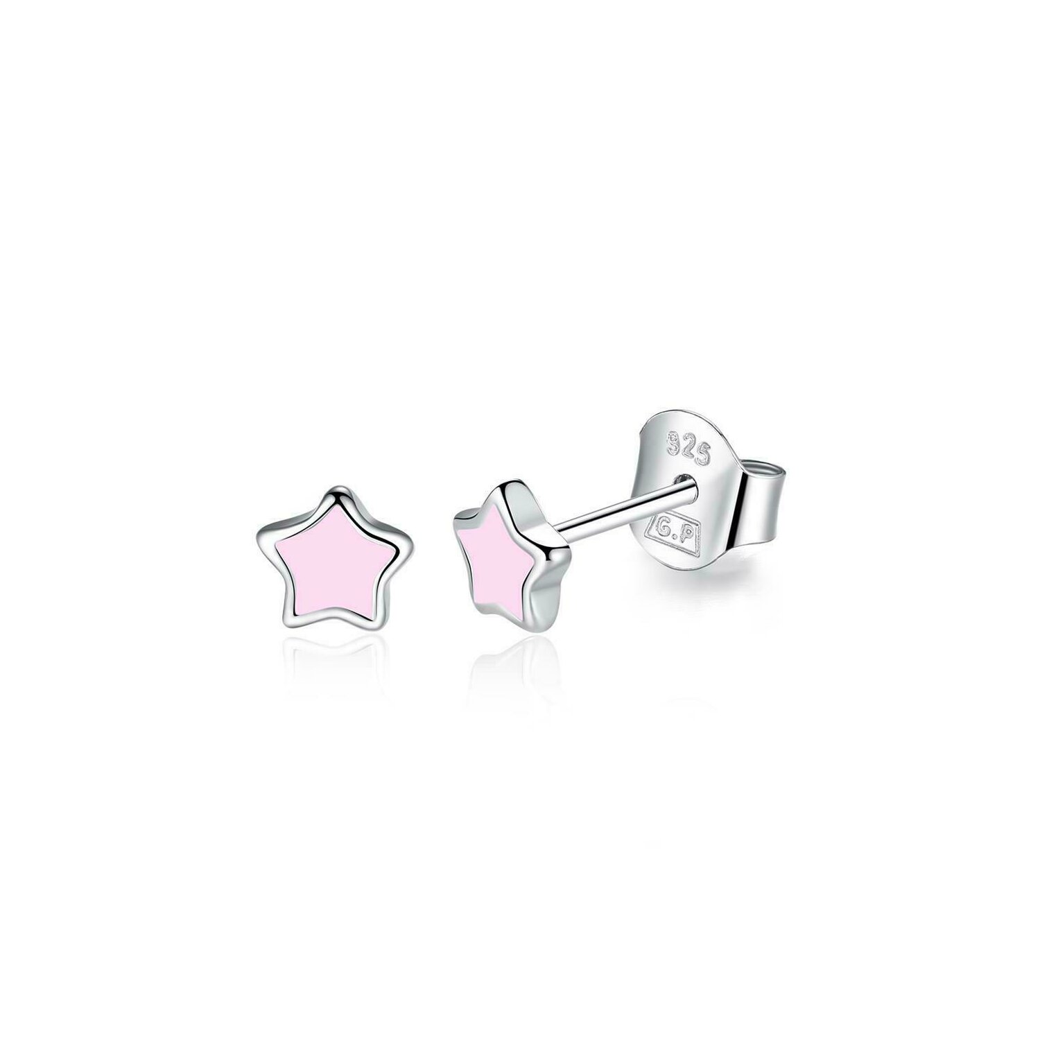Cercei din argint little pink email star