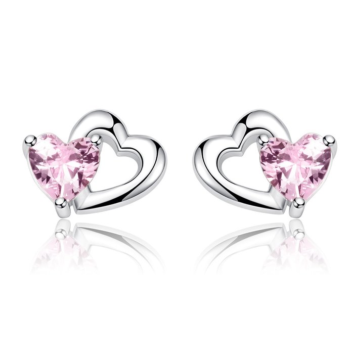 Cercei din argint little pink hearts