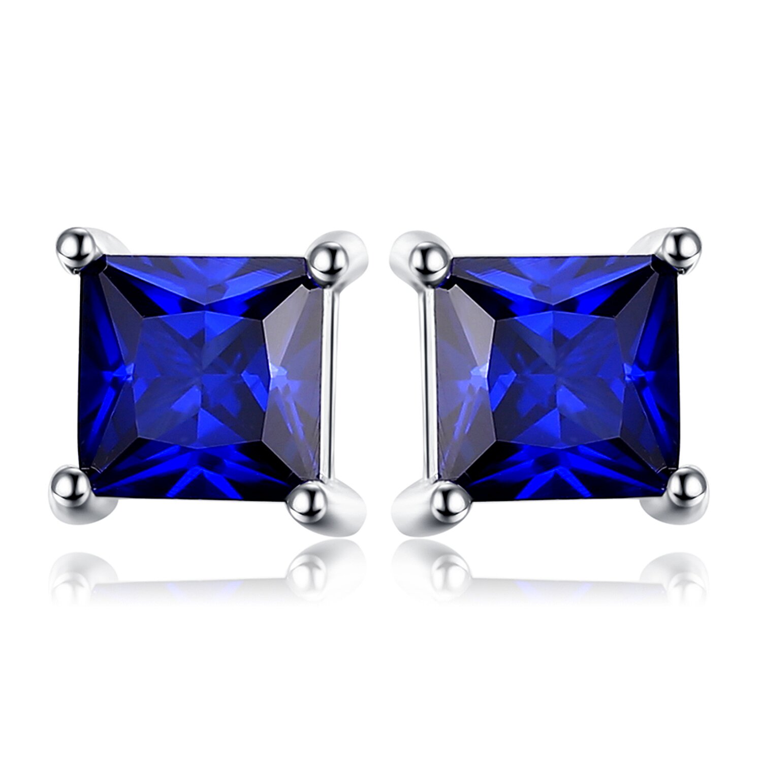 Cercei din argint little sapphire square