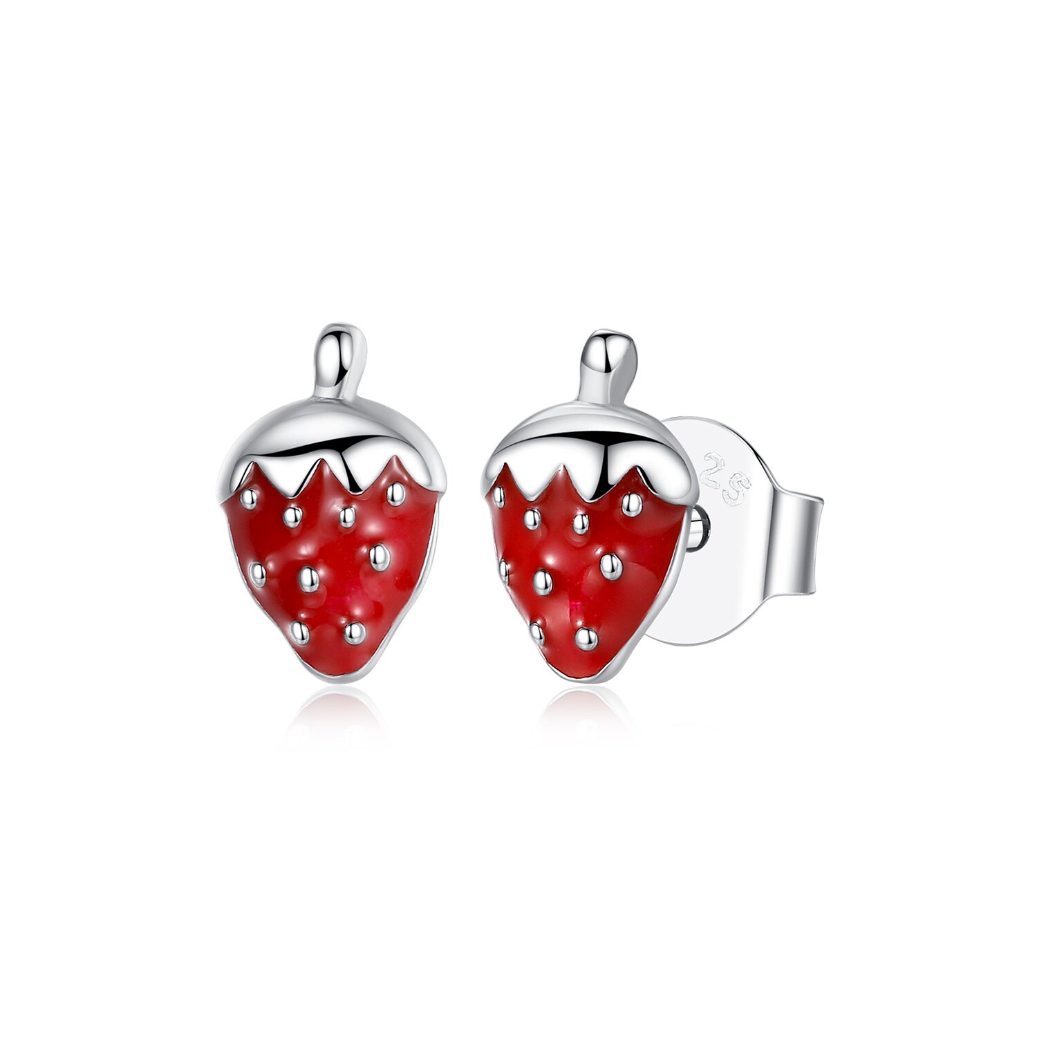 Cercei din argint little strawberry