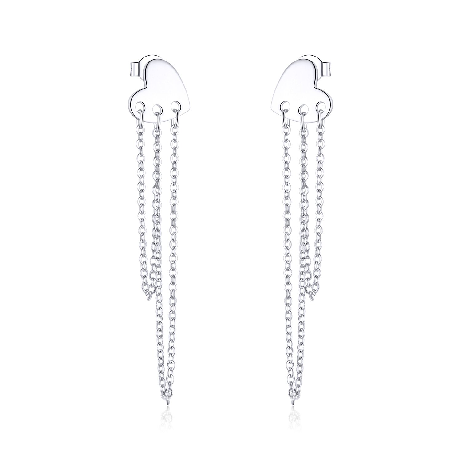 Cercei din argint long chain heart