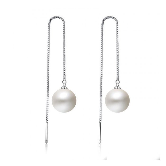 Cercei din argint long chic pearls