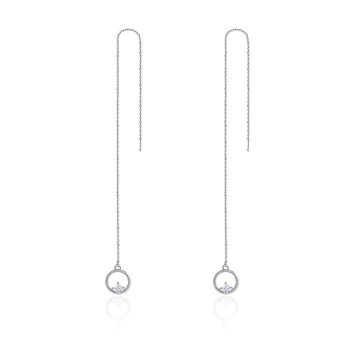 Cercei din argint long tassel circle