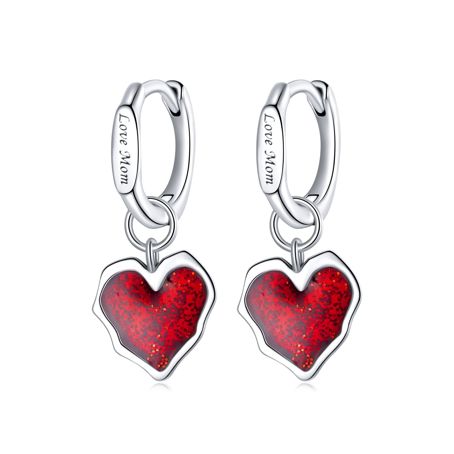 Cercei din argint love mom hoops