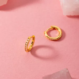 Cercei din argint Lovely Golden Hoops