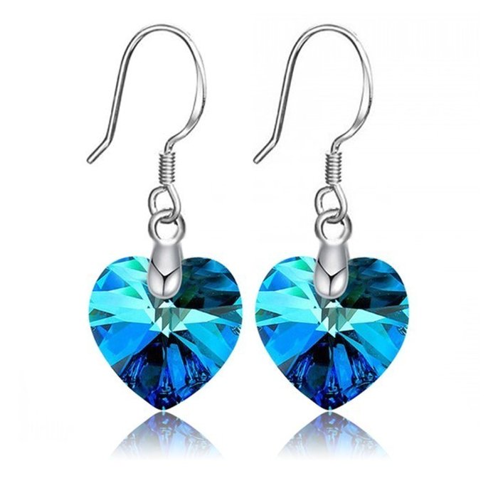 Cercei din argint midnight heart cu cristal swarovski
