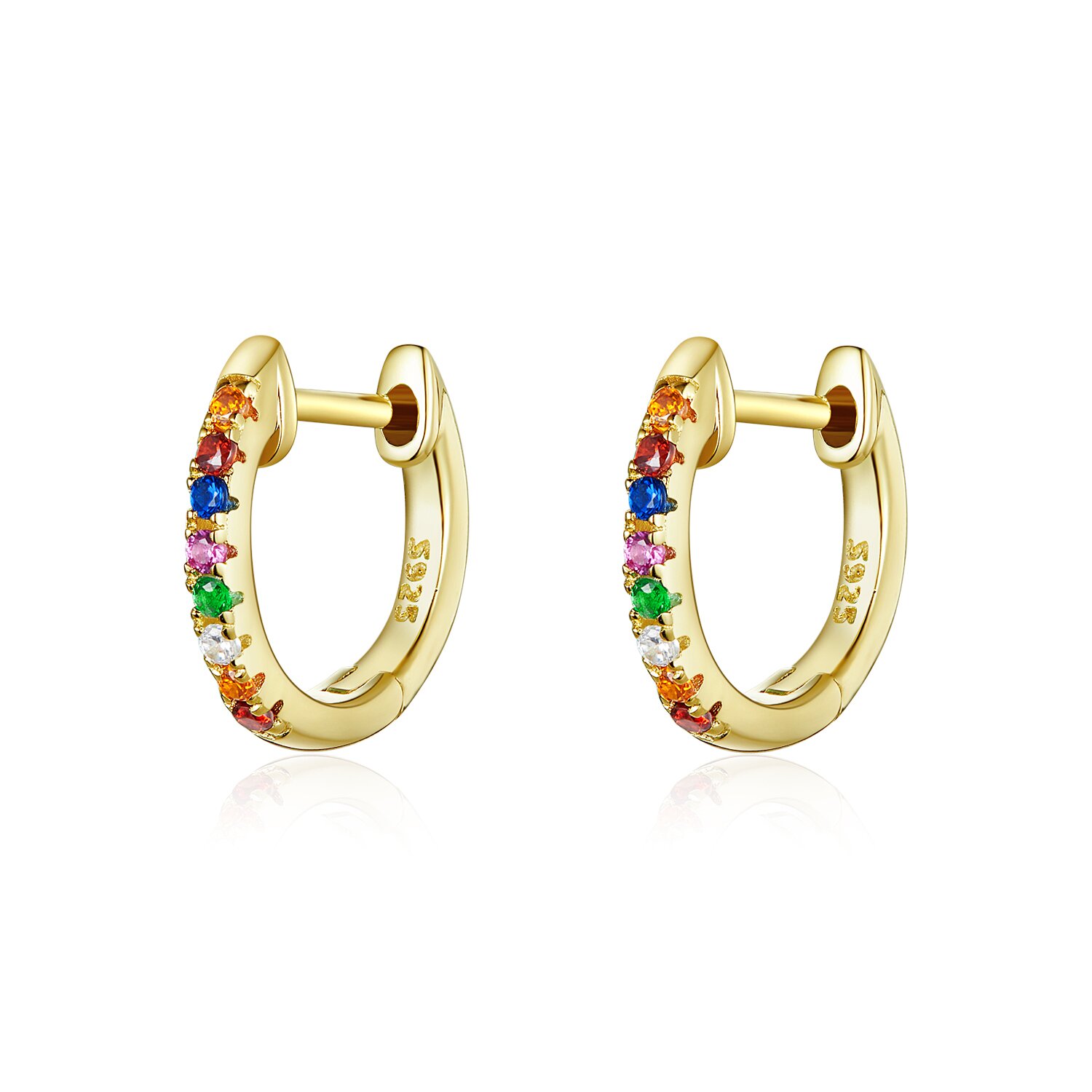 Cercei din argint moon look rainbow gold