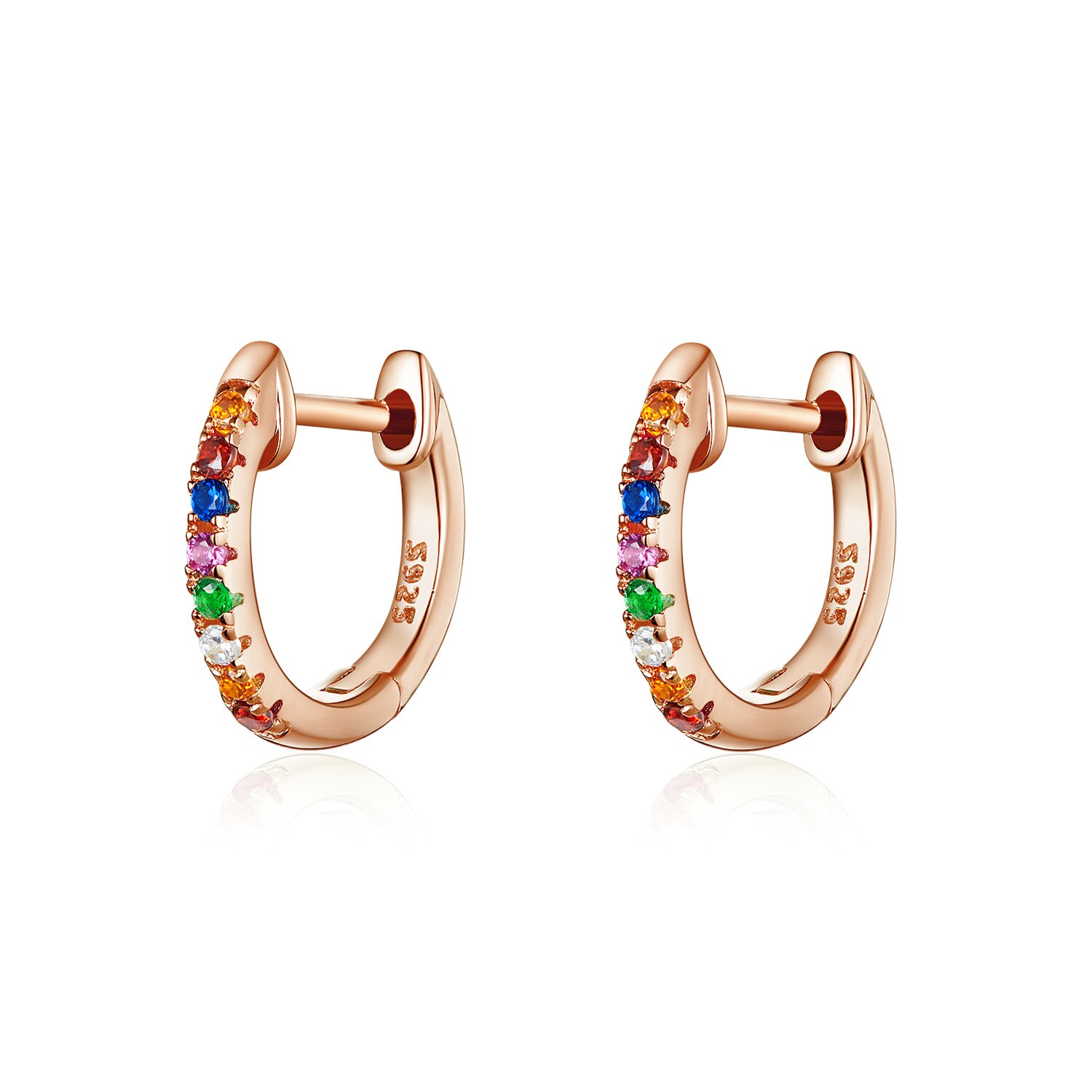 Cercei din argint moon look rainbow rose gold