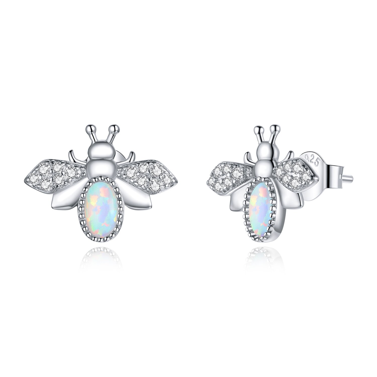 Cercei din argint opal bee studs