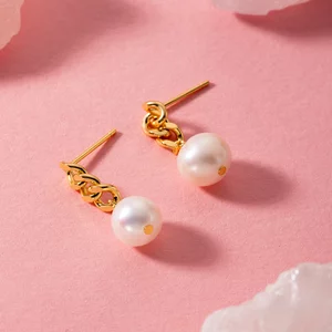 Cercei din argint Pearl Link