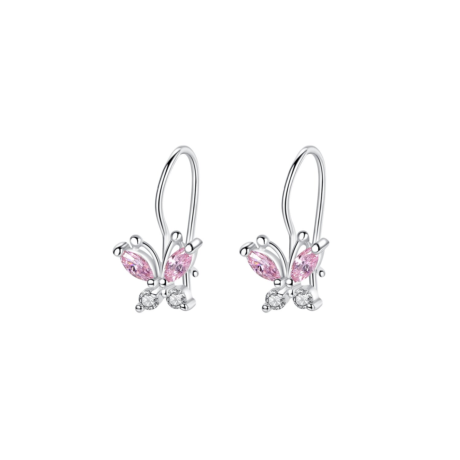 Cercei din argint pink butterfly