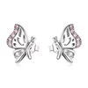 Cercei din argint Pink Crystal Butterflies picture - 1