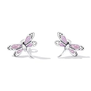 Cercei din argint Pink Dragonfly