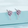 Cercei din argint Pink Droplet Heart picture - 3