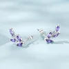 Cercei din argint Purple Leaf picture - 3