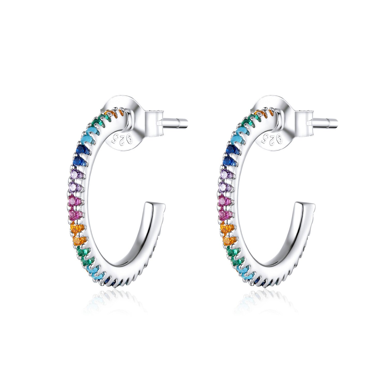 Cercei din argint rainbow hoops