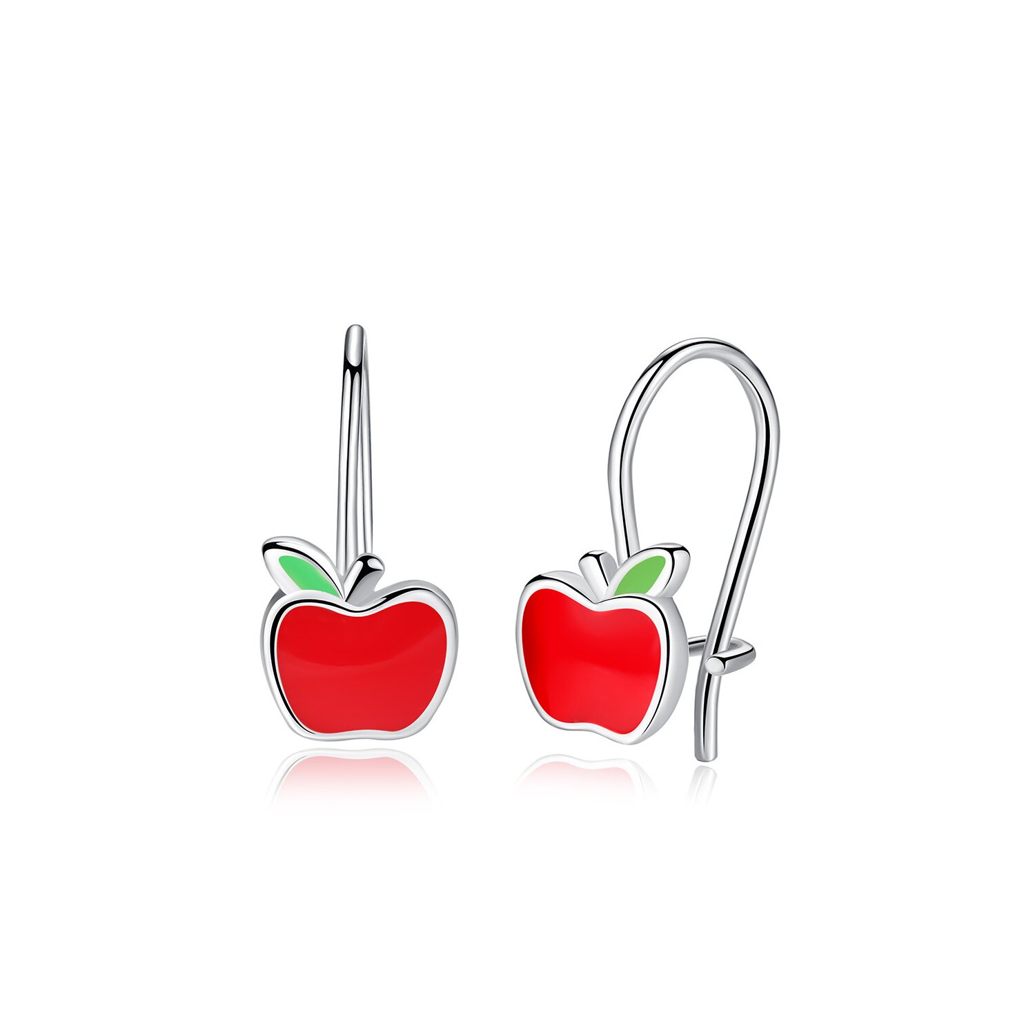 Cercei din argint red email apple