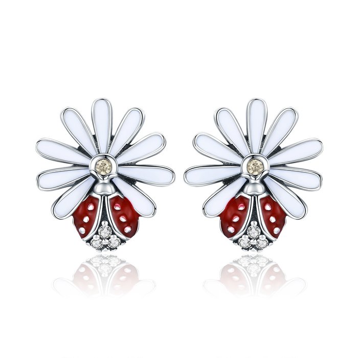 Cercei din argint red ladybug