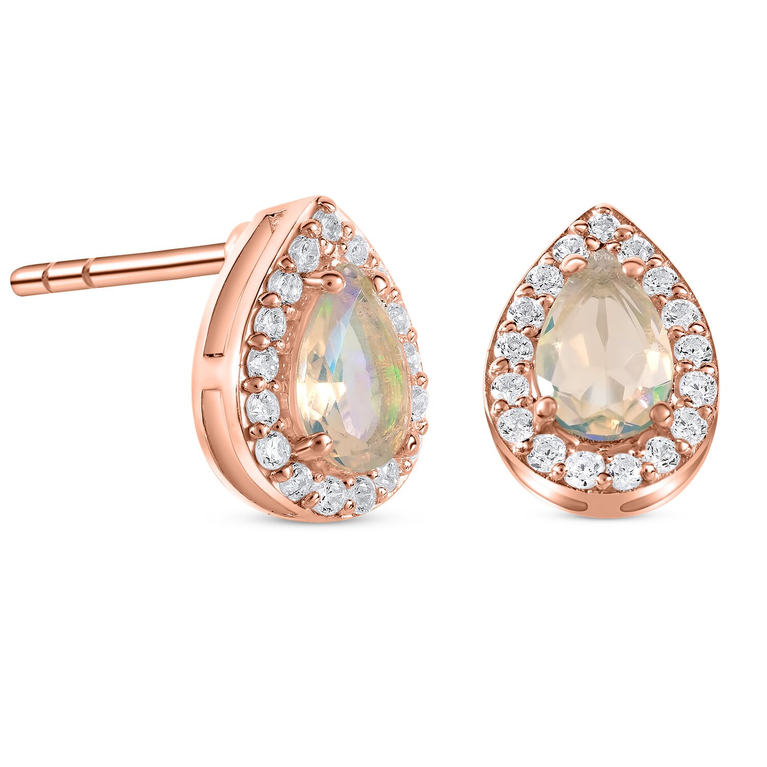 Cercei din argint Rose Gold Drop Opal