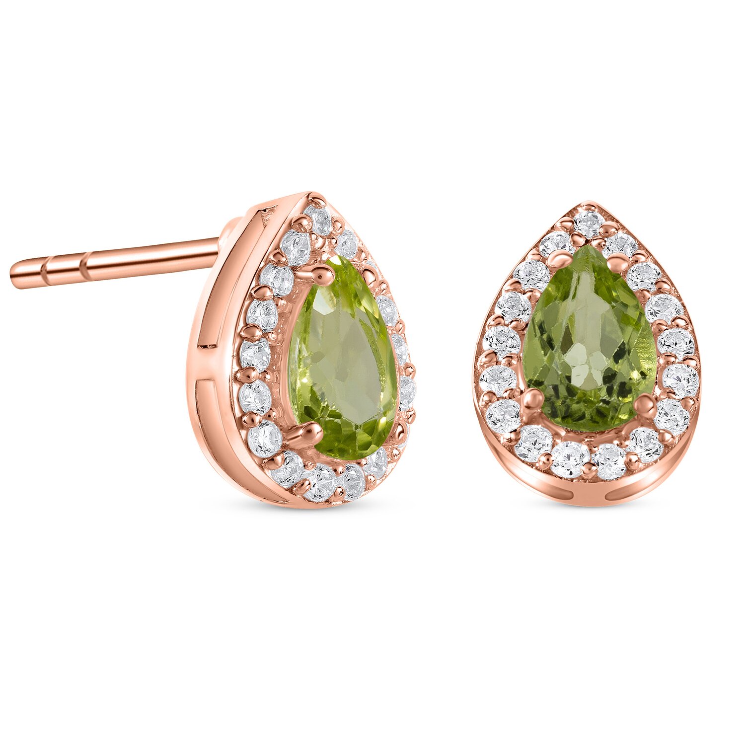 Cercei din argint Rose Gold Drop Peridot