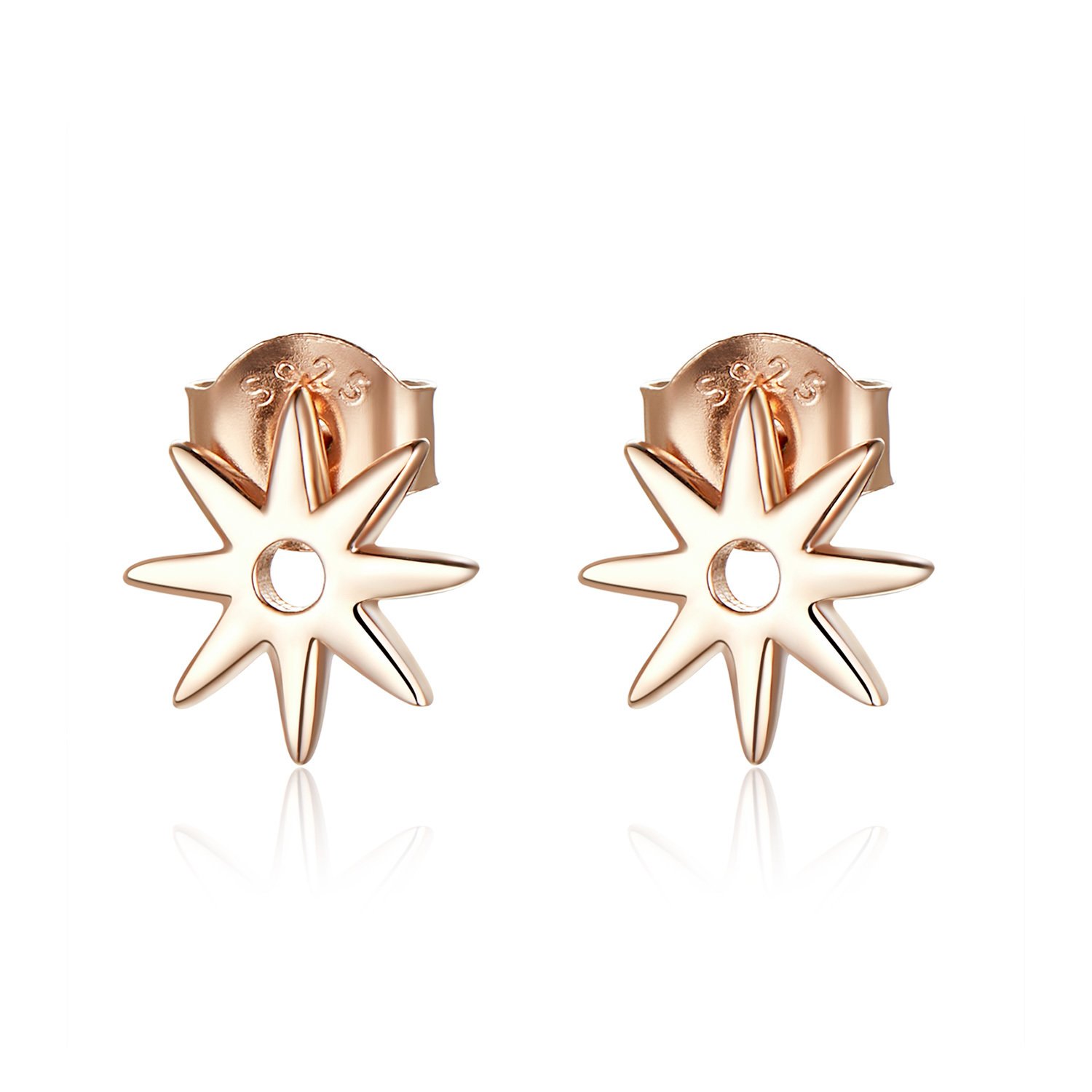Cercei din argint rose gold little stars