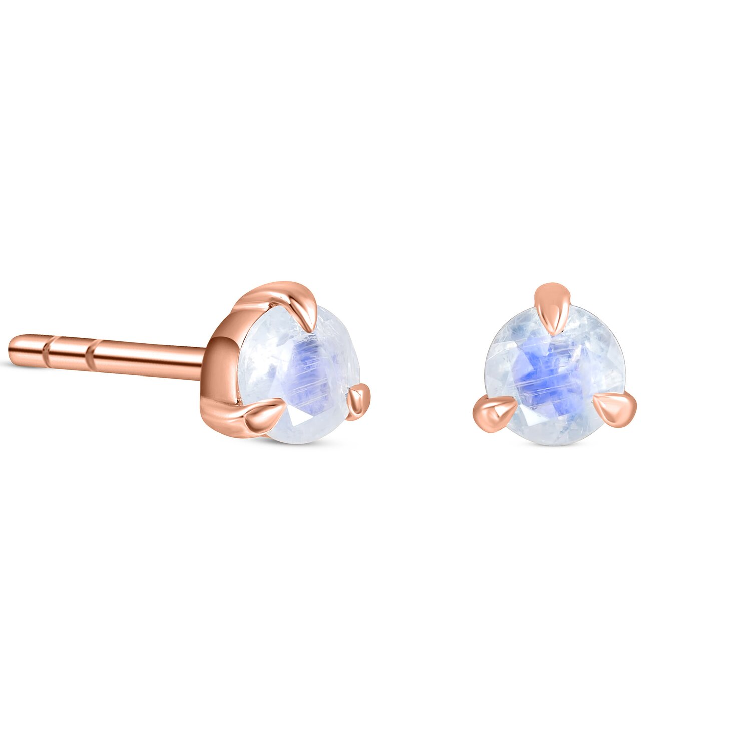 Cercei din argint Rose Gold Moonstone Stud