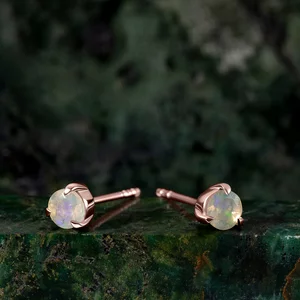 Cercei din argint Rose Gold Opal Stud