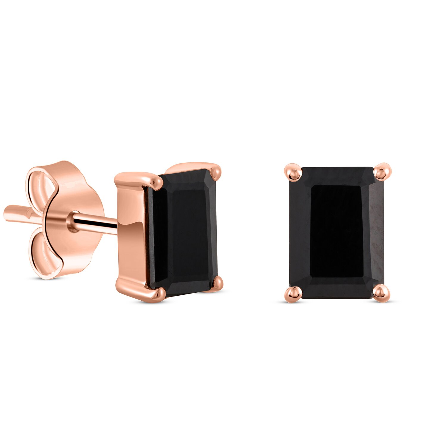 Cercei din argint Rose Gold Rectangle Black Tourmaline Elegance