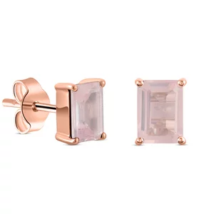 Cercei din argint Rose Gold Rectangle Quartz Elegance