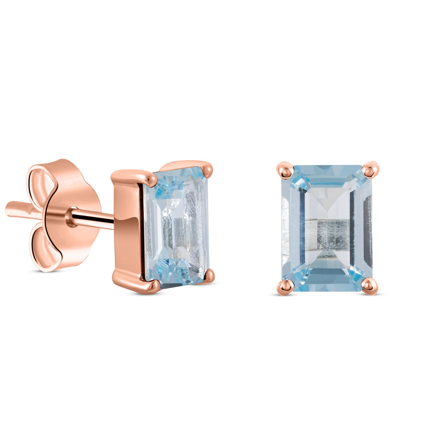 Cercei din argint Rose Gold Rectangle Topaz Elegance