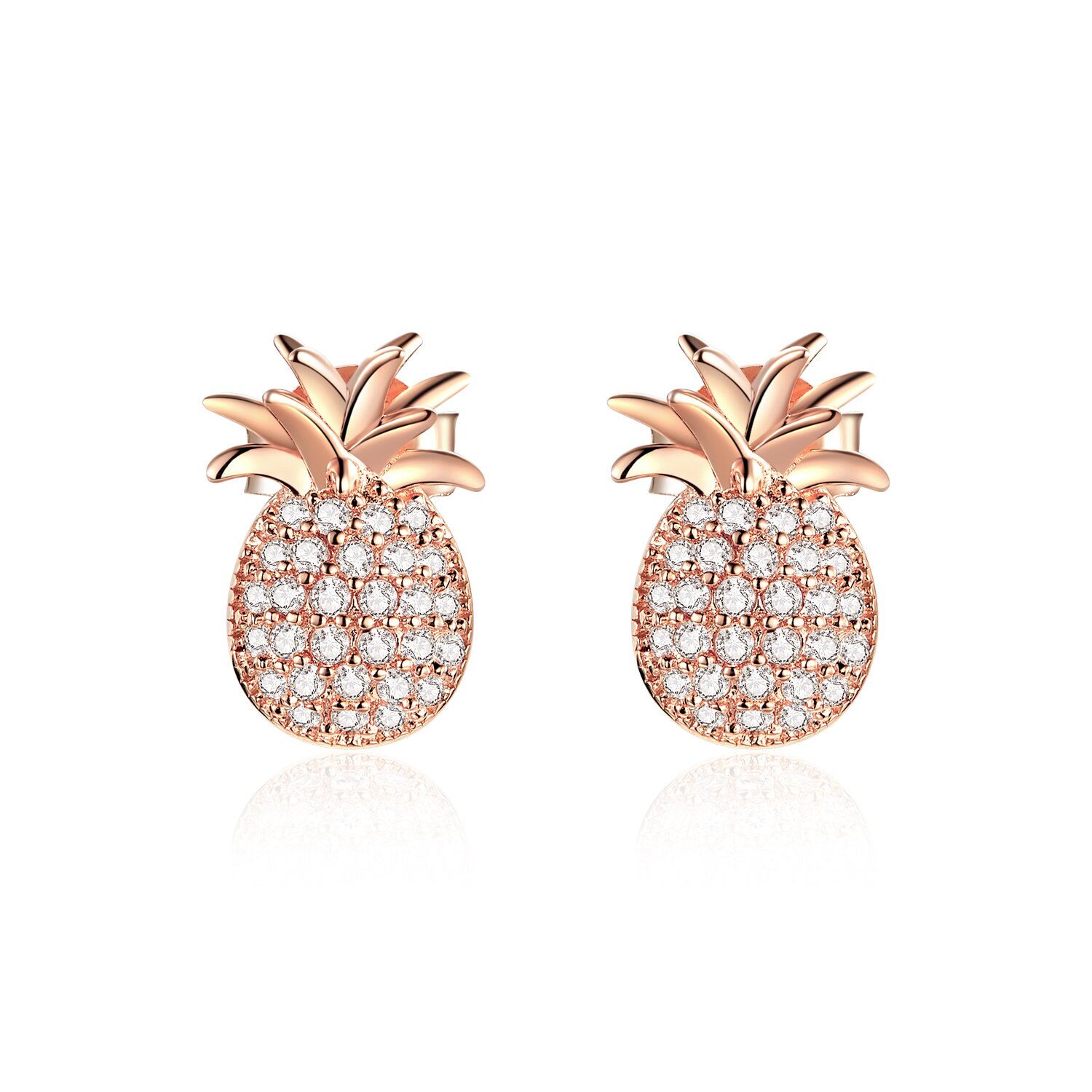 Cercei din argint rose gold shiny pineapple