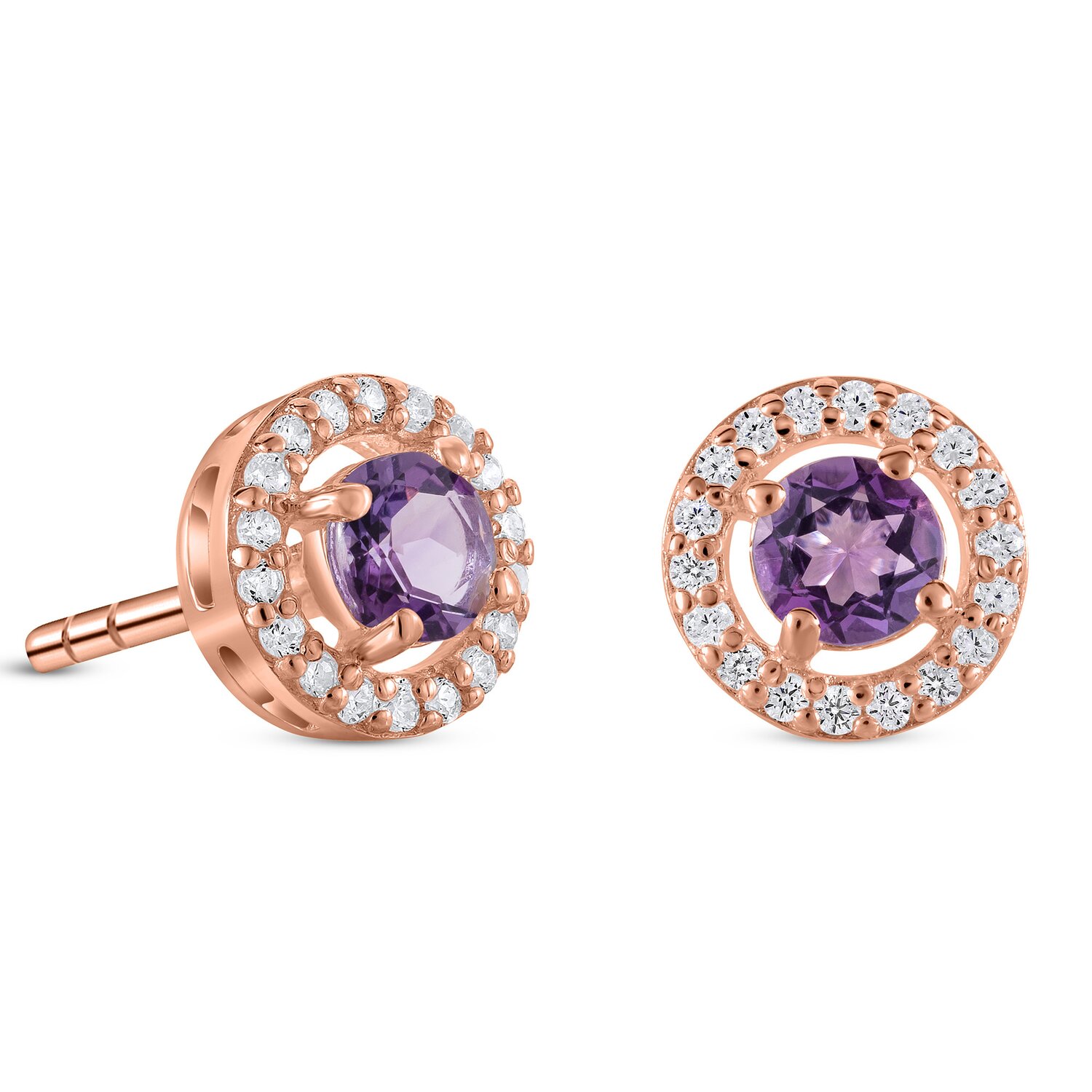 Cercei din argint Rose Gold Starlit Amethyst