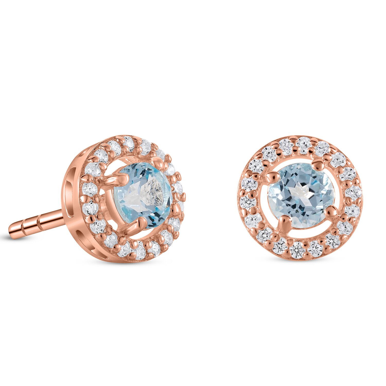 Cercei din argint Rose Gold Starlit Blue Topaz
