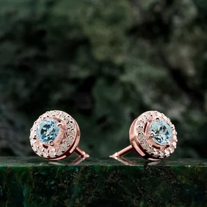 Cercei din argint Rose Gold Starlit Blue Topaz