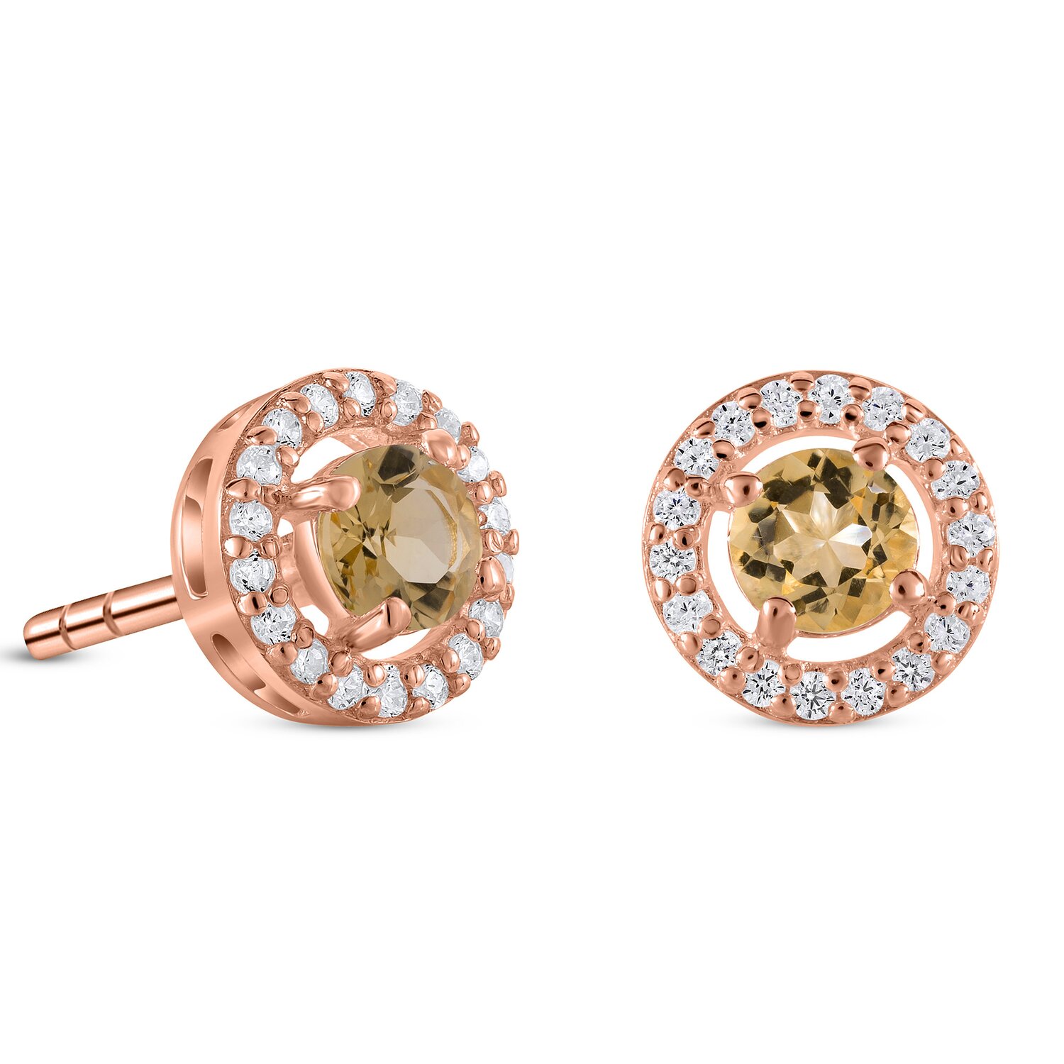 Cercei din argint Rose Gold Starlit Citrin