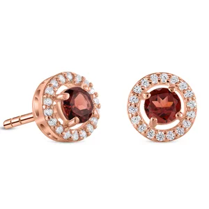 Cercei din argint Rose Gold Starlit Garnet
